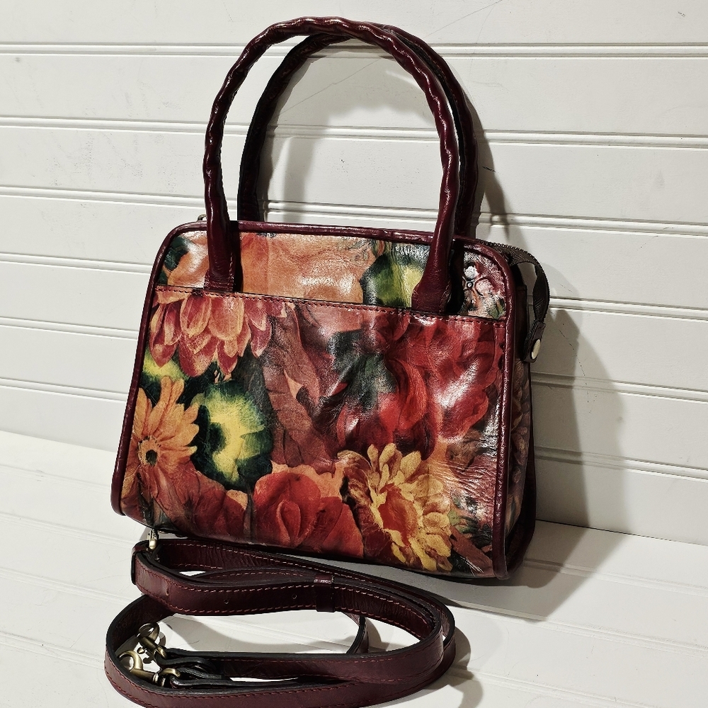 Patricia Nash Paris Leather Floral Crossbody Satchel